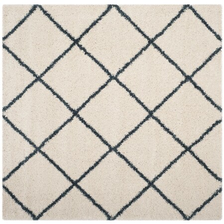 Safavieh 9 x 9 ft. Hudson Shag Power Loomed Square Area Rug; Ivory & Slate Blue SGH281T-9SQ